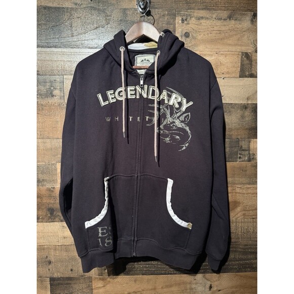 Vintage Y2K Legendary Whitetails Sweatshirt Adult XL Black Full Zip Hoodie Camo - Picture 2 of 13